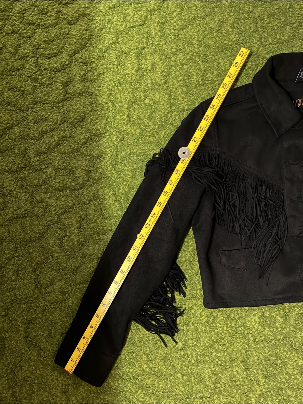 Vegan Suede Wrangler Cropped Fringe Jacket - Picture 11 of 13